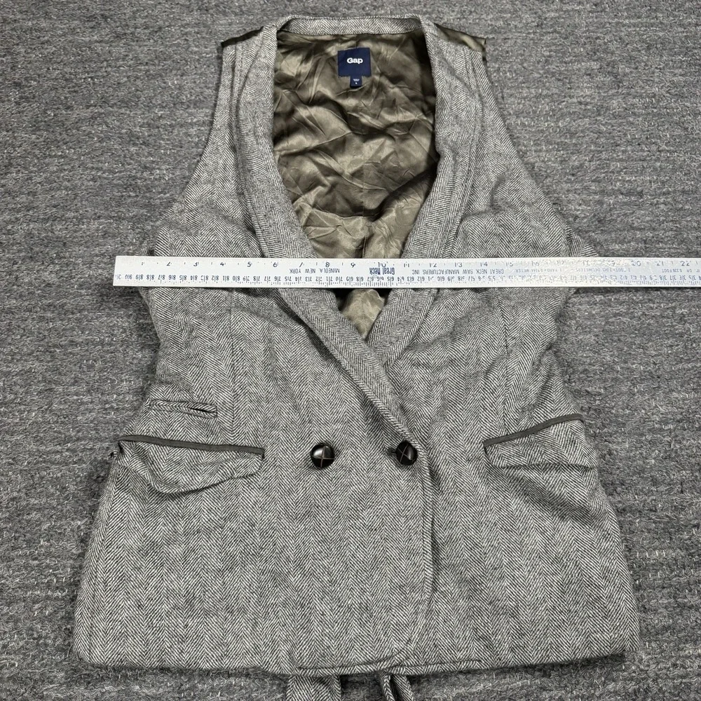 Gap Vest Women Large Brown Herringbone Double Breasted Wool Blend Y2K Waist Coat